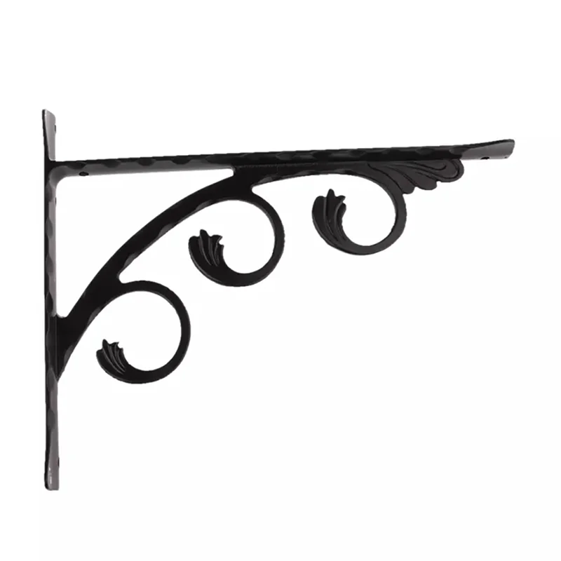 supports muraux décoratifs noirs shaped angle bracket étagères apparentes classiques ornementés décoration florale