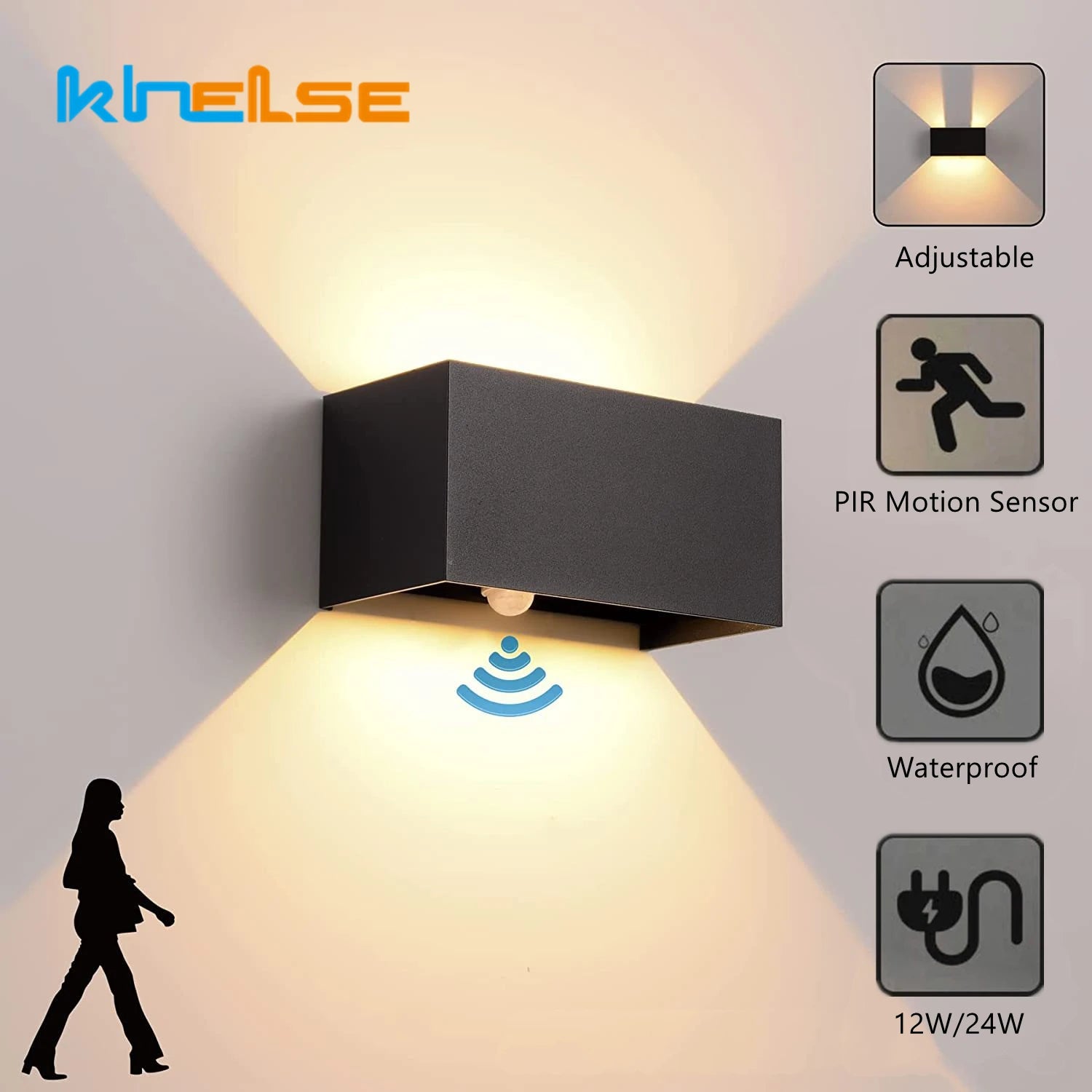 Applique murale LED extérieure avec détecteur de mouvement en aluminium