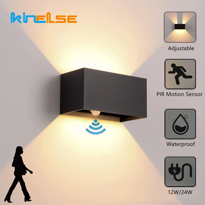 Applique murale LED extérieure avec détecteur de mouvement en aluminium