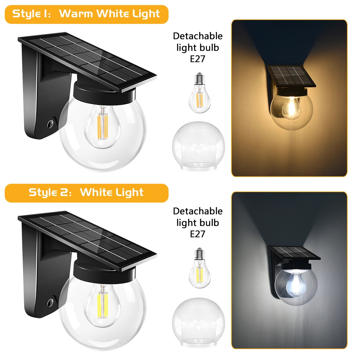 lampe solaire murale ip65 e27 moderne transparent abs pc