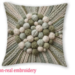 taies d'oreiller décoratives vertes artisanal motifs tissés brodés 40x40cm 45x45cm 50x50cm 60x60cm