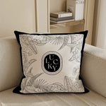 housse coussin moderne motif floral polyester respectueux environnement blanc noir fixations