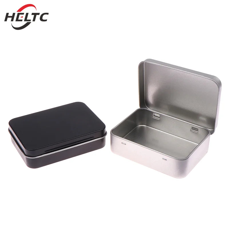 boîte rangement métal argenté noir contemporain petite boîte organisation lisse opaques articles divers