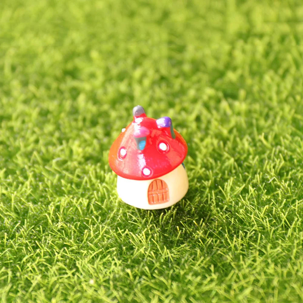 champignons décoratifs résine marron rouge lisses réels jardin decoration pointillés adultes