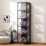 présentoir rangement étagère vitrée moderne noir transparent compartiments 120L capacité