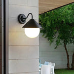 applique murale extérieure led moderne minimaliste noir blanche sphere e27 fixée mur plaque