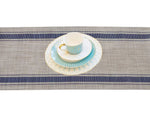 nappe rectangulaire rayée beige bleu marine tissée pvc facile nettoyage intérieur extérieur maison