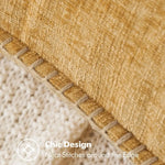 coussin chenille 50x50 cm moutarde motif uni moderne décoration maison øillet fixé