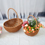 panier tressé marron clair réutilisable multiple uses fleurs artificielles anneaux métalliques traditionnel rangement maison