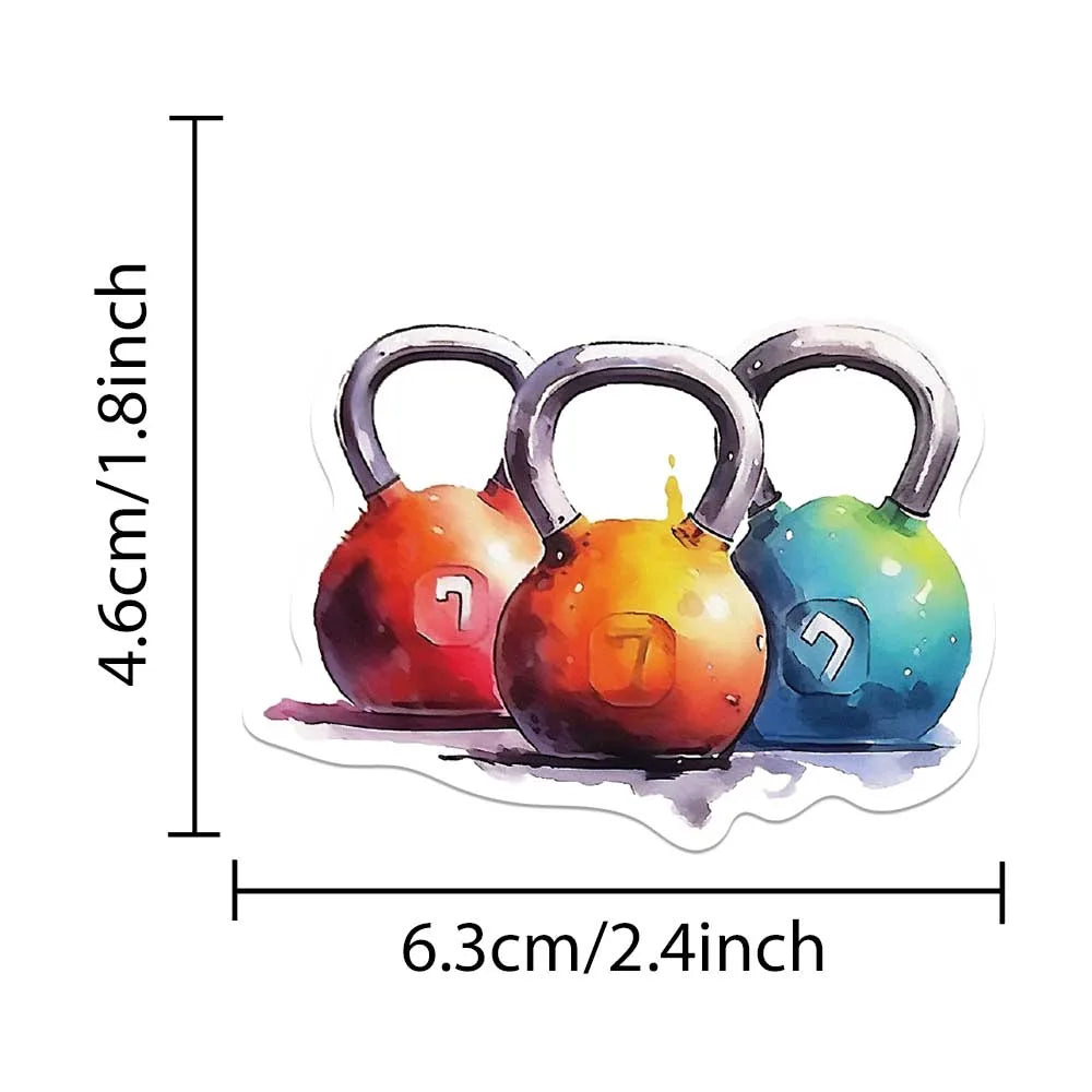 autocollants fitness rose bleu orange violet blanc noir adhésifs décoration sport yoga sac eau