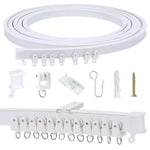 rideau rail blanc moderne vis clips boucles fixations entretoise flexible