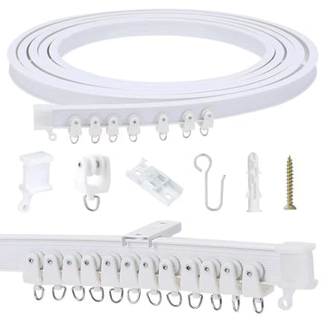 rideau rail blanc moderne vis clips boucles fixations entretoise flexible
