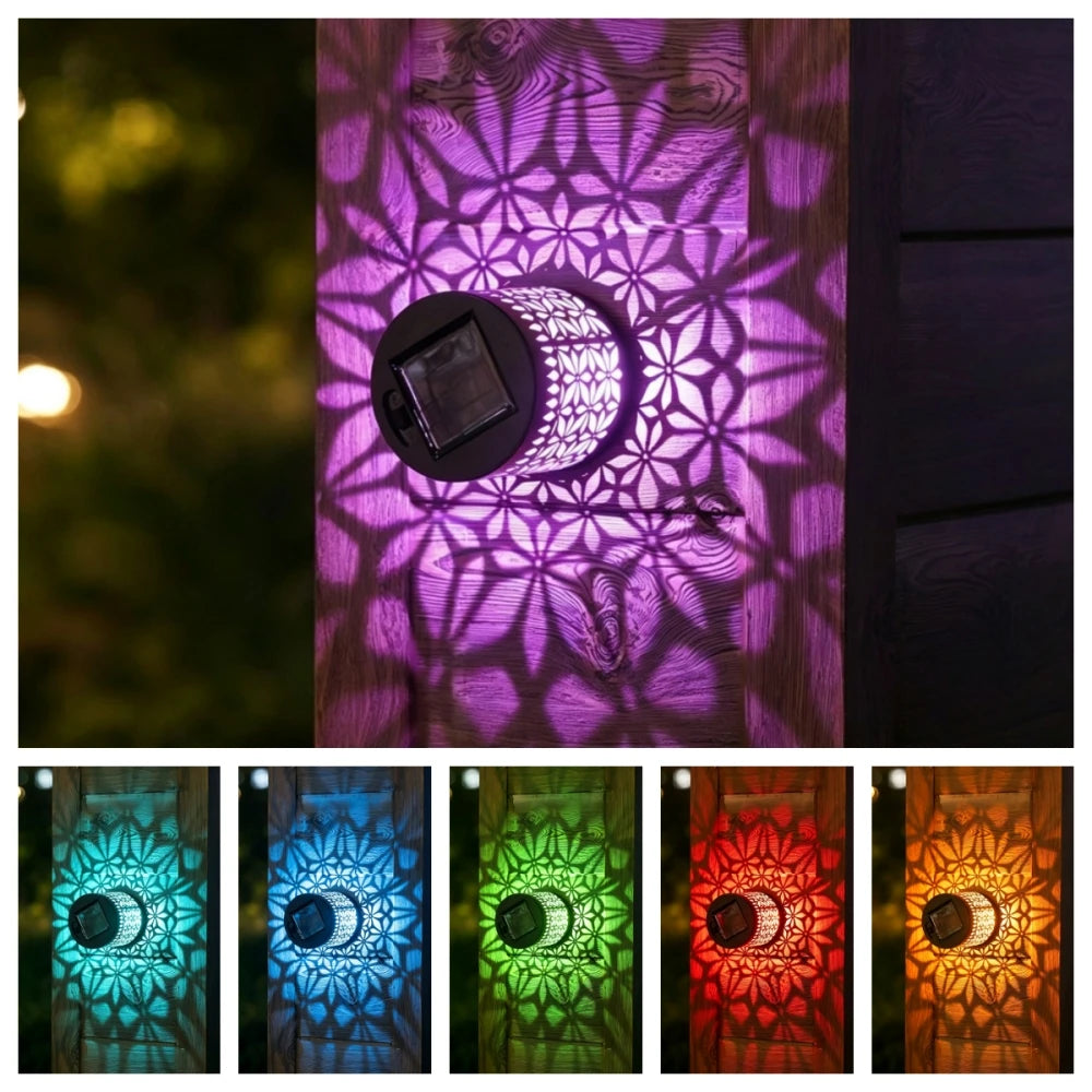 lampe solaire murale noire motif ajouré ip65 led moderne adhésive extérieure jardin couloir decoration