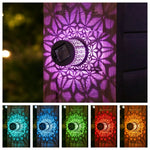 lampe solaire murale noire motif ajouré ip65 led moderne adhésive extérieure jardin couloir decoration