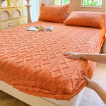 drap housse moderne orange motif géométrique 90x200 120x200 150x200 180x200 200x220