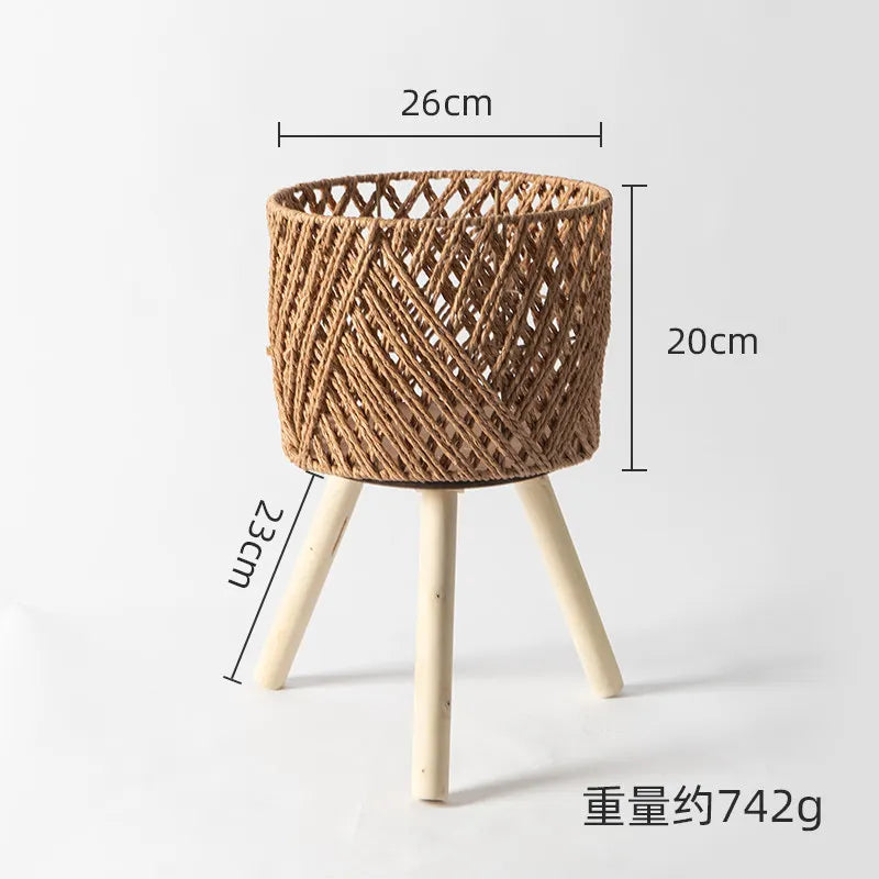 paniers pieds tressés moderne rustique plantes artificielles naturel beige clairextérieur patio jardin