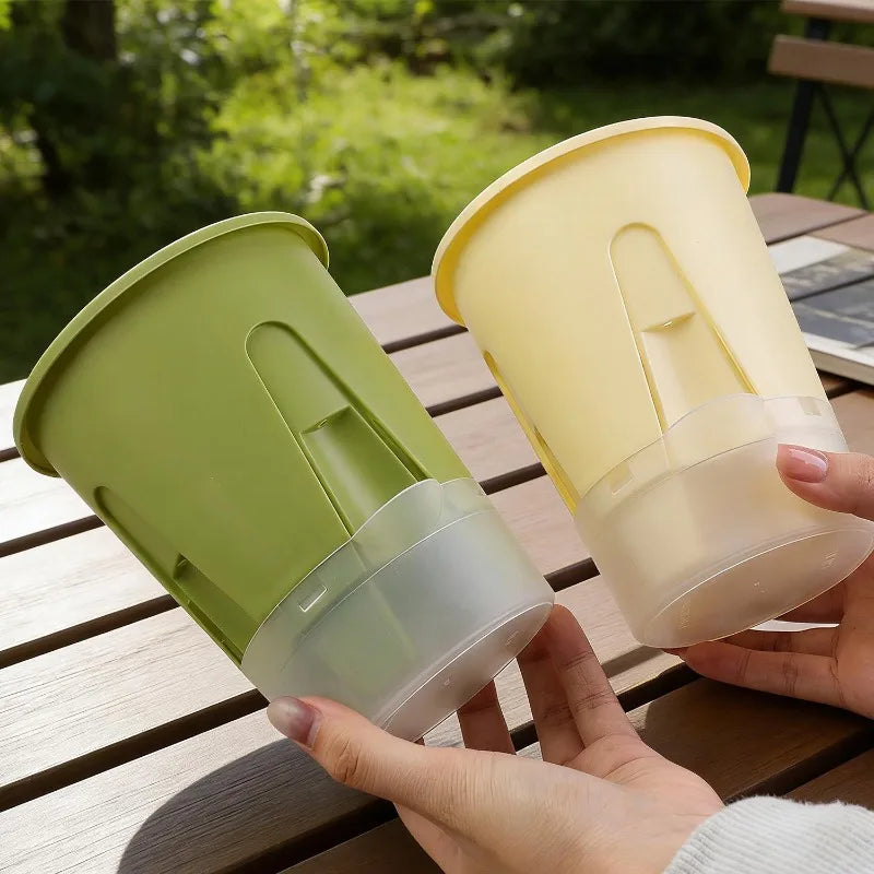 pots fleurs auto arrosants moderne vert blanc beige opaques adhésifs ensemble plateau plastique pvcextérieur