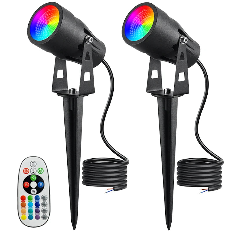 projecteur paysager led noir moderne télécommande éclairage extérieur ip65 étancheRGBO