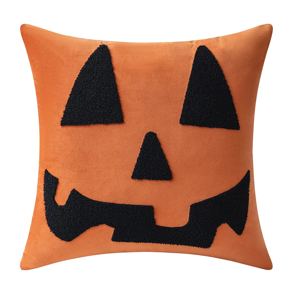 taies d'oreiller halloween orange citrouille araignée deco sofa lit polyester respectueux environnement non toxique
