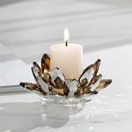 support bougie moderne transparent fleur lotus multicolore rose marron violet élégant décoration intérieure bougies
