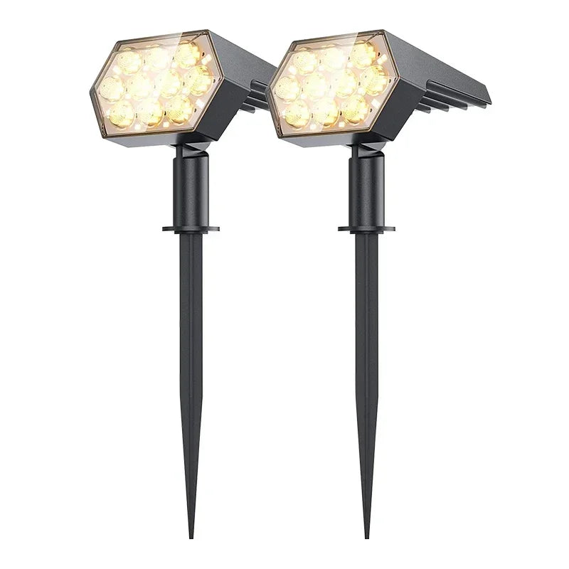 spots solaires led rechargeables ip67 moderne noirs hexagonaux autoinstallationextérieur 810h
