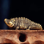 statuettes animales dorées statuette crocodile détaillée artisanat métal feng shui décoration intérieure ornement maison