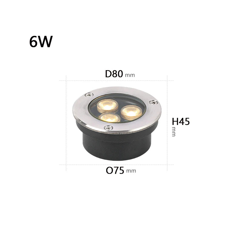 lumière led spot sous terrain ip67 inoxydable moderne 10w 12w argent noir