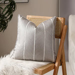 housse coussin carré beige points dorés jacquard passepoil contemporain non toxique environnement polyester