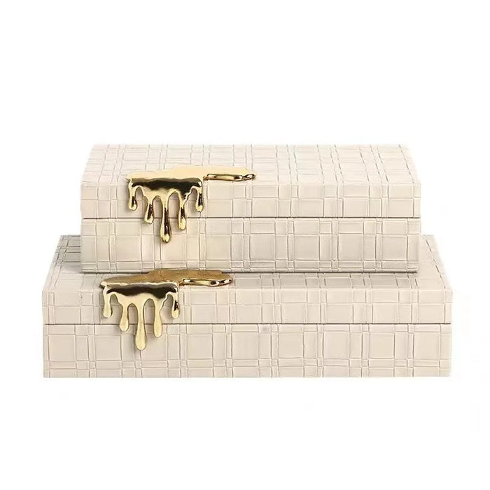 Boîte à bijoux en cuir vintage blanc crème