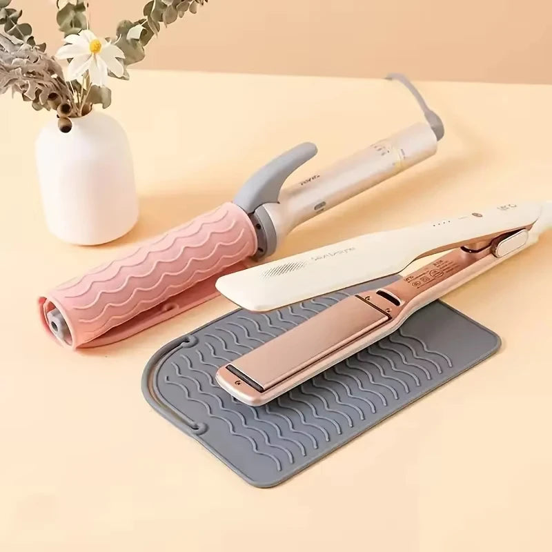 tapis protection outils coiffure rose gris bleu vert noir violet rayures ondulées moderne six