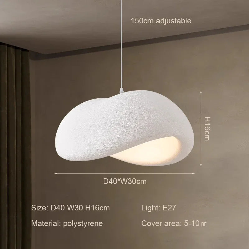 Suspension lumineuse moderne blanc texture granulée chaîne métallique ampoule E27 effets lumière chambre restaurant