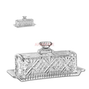 Beurrier rectangulaire en verre cristal avec couvercle - Boîte de rangement élégante pour cuisine