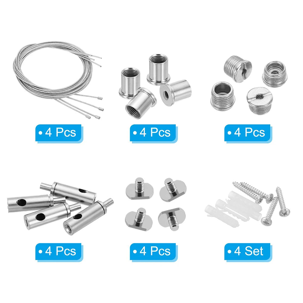 câbles suspension argentés durables facile moderne kit vis plaque bouchon remplissage