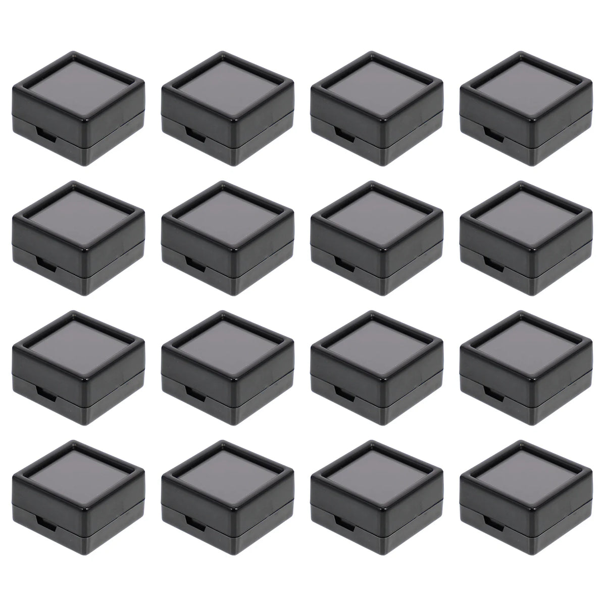 boîtes bijoux rangement noir contemporain 24 pièces couvercle transparent plastique intérieur