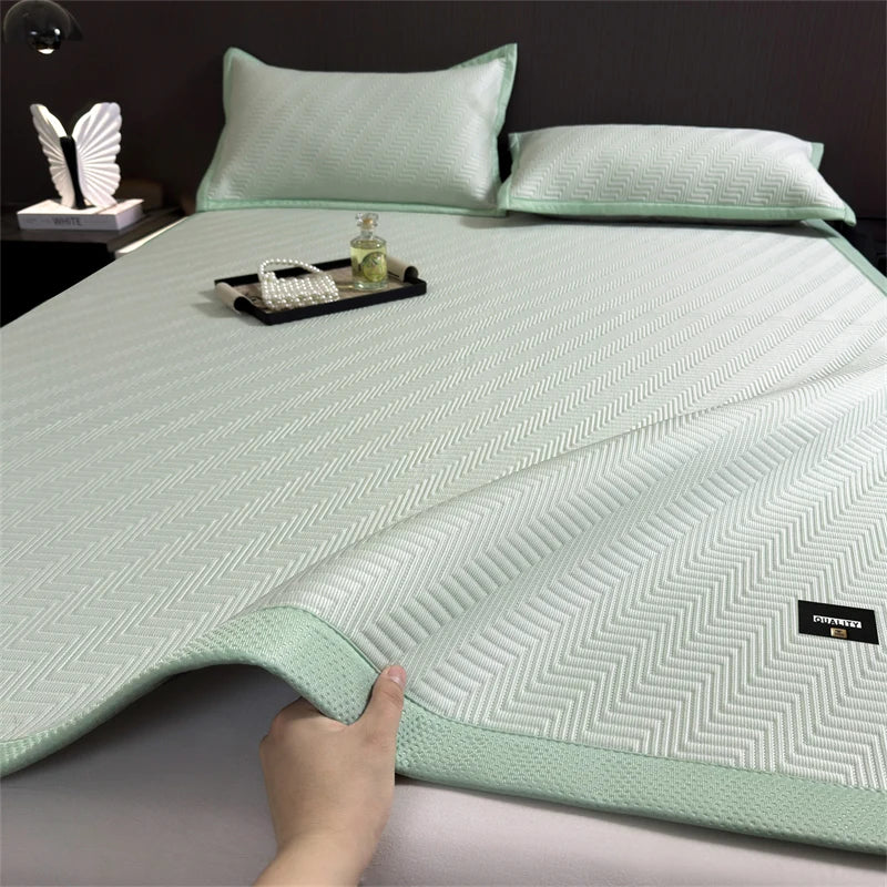 matelas rafraîchissant bleu rayures diagonales tissu pe anti bactéries air perméable lit simple double