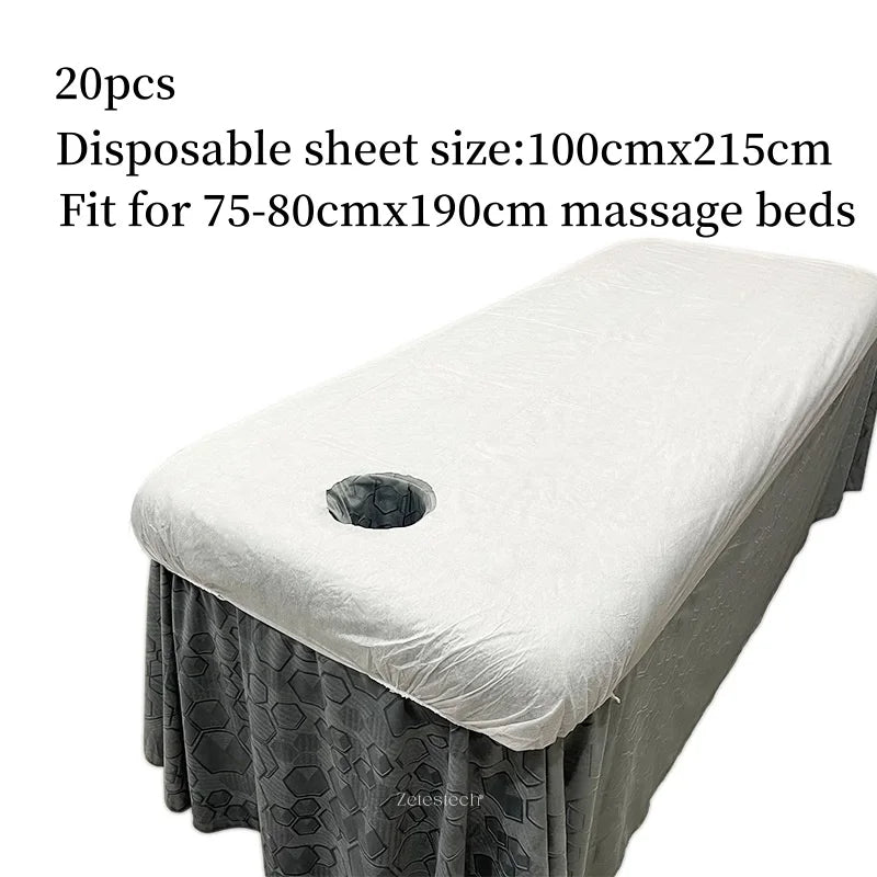 draps massage jetables blancs perforés élastiques respirants serviettes incluses tailles variées