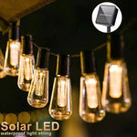 guirlande lumineuse solaire led ampoules edison industrielle vintage 8mètres ip65 decoration extérieure camping jardin