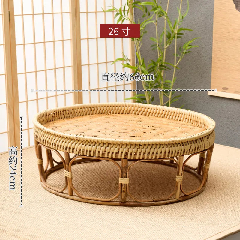 plateau rotin tressé beige rustique assiettes incluses pique nique patio durableextérieur naturel