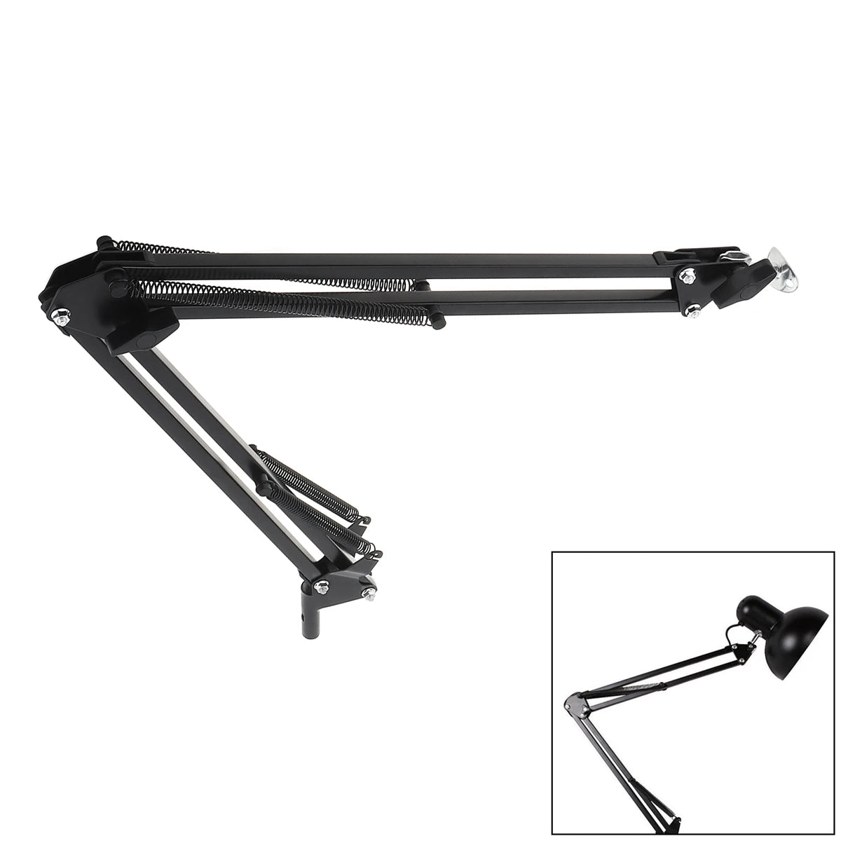 support articulé microphone lampe métal noir industriel fixations vis utilitaire