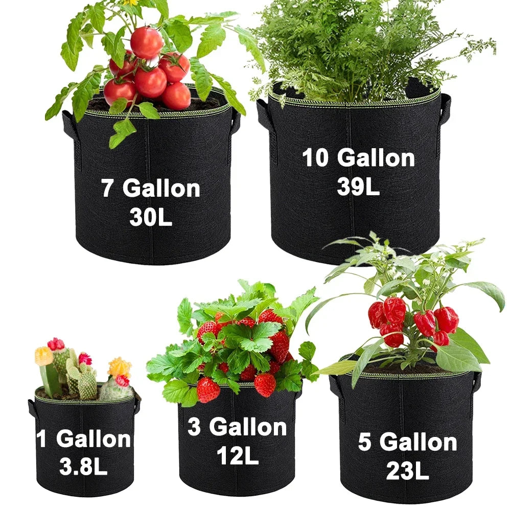 sacs culture tissu non tissé poignées légumes fleurs 10 gallon 39l moderne pratique noir