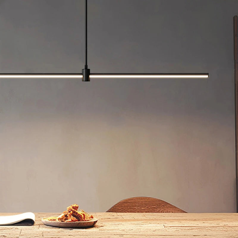 lampe suspension moderne noire aluminium lisse 80cm 100cm 120cm variable