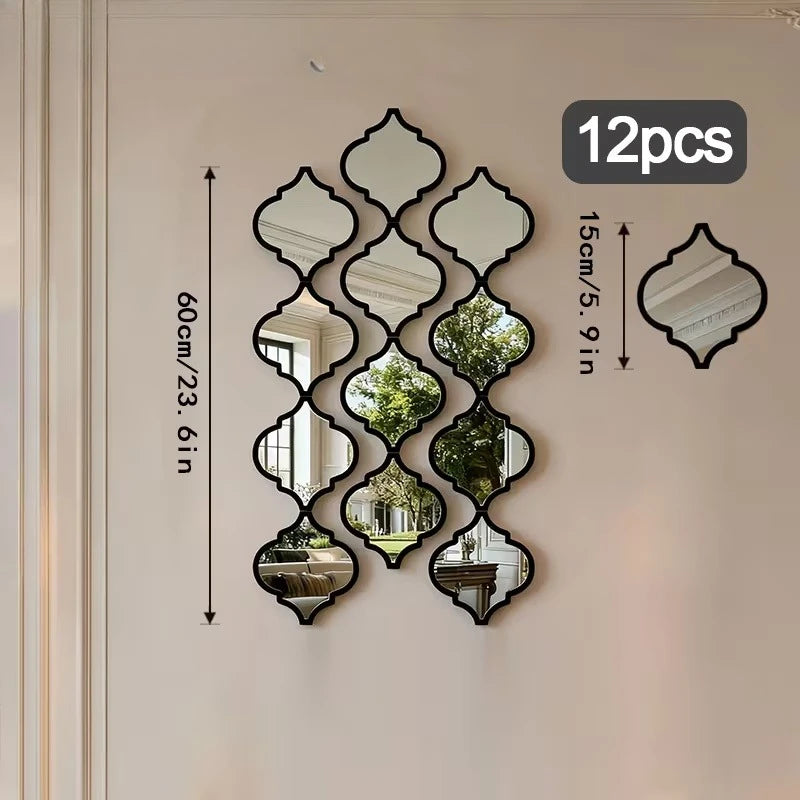 miroirs noirs modernes quatrefoil salle bain salon entrée set 12pcs
