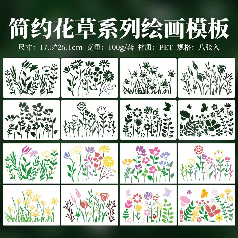 stencils peinture fleurs motifs floraux clips artisanal décoration papillons feuilles variés
