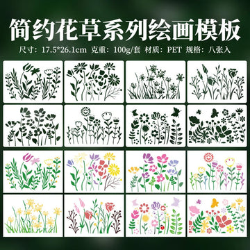 stencils peinture fleurs motifs floraux clips artisanal décoration papillons feuilles variés