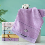 serviettes coton chien mignon violet jaune rose blanc bleu douces absorbantes moderne toilette