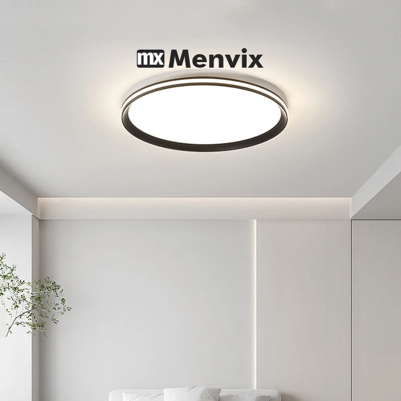 plafonnier led moderne blanc noir rond lisse éclairage quotidien télécommande opaques