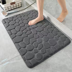 tapis bain gris moderne texture cailloux absorption eau antidérapant polyester pvc machine wash oblong
