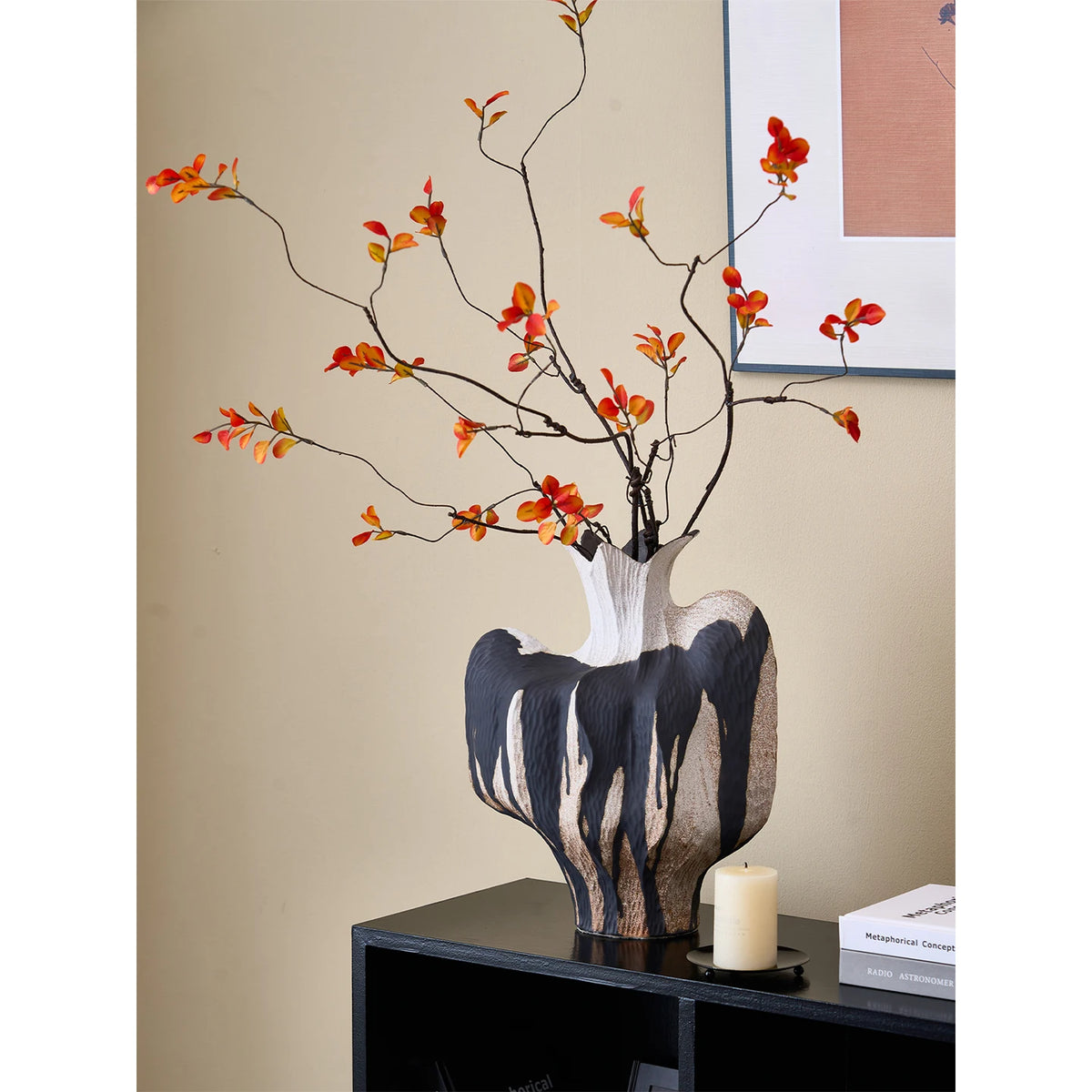 vase moderne marbré noir blanc gris bleu céramique art déco table