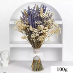 bouquet fleurs séchées lavande gypsophile mixte décoration maison anniversaire mariage violettes blanches boho doux