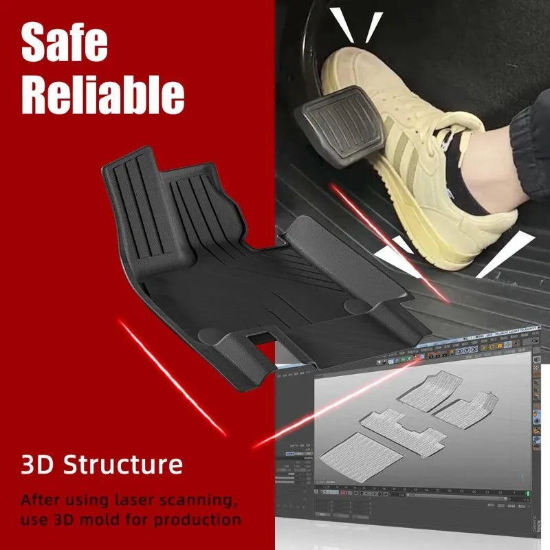 tapis sol voiture noir rayures horizontales surface rugueuse clips moderne imperméable facile nettoyage